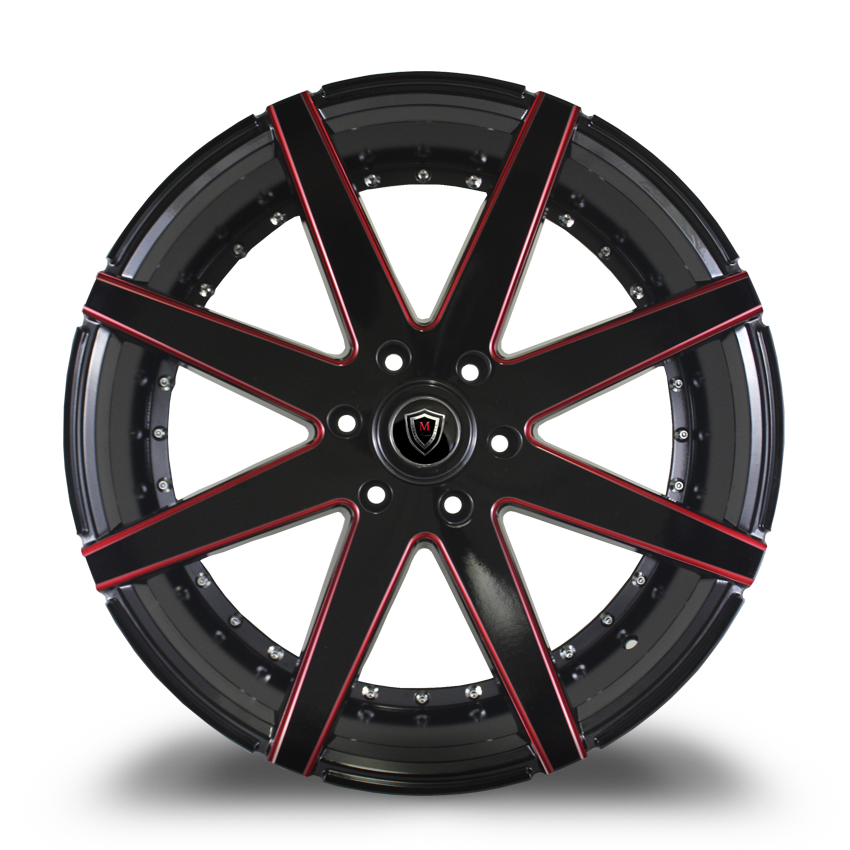 M3226B G.BLACK/RED MILLED | Marquee Wheels